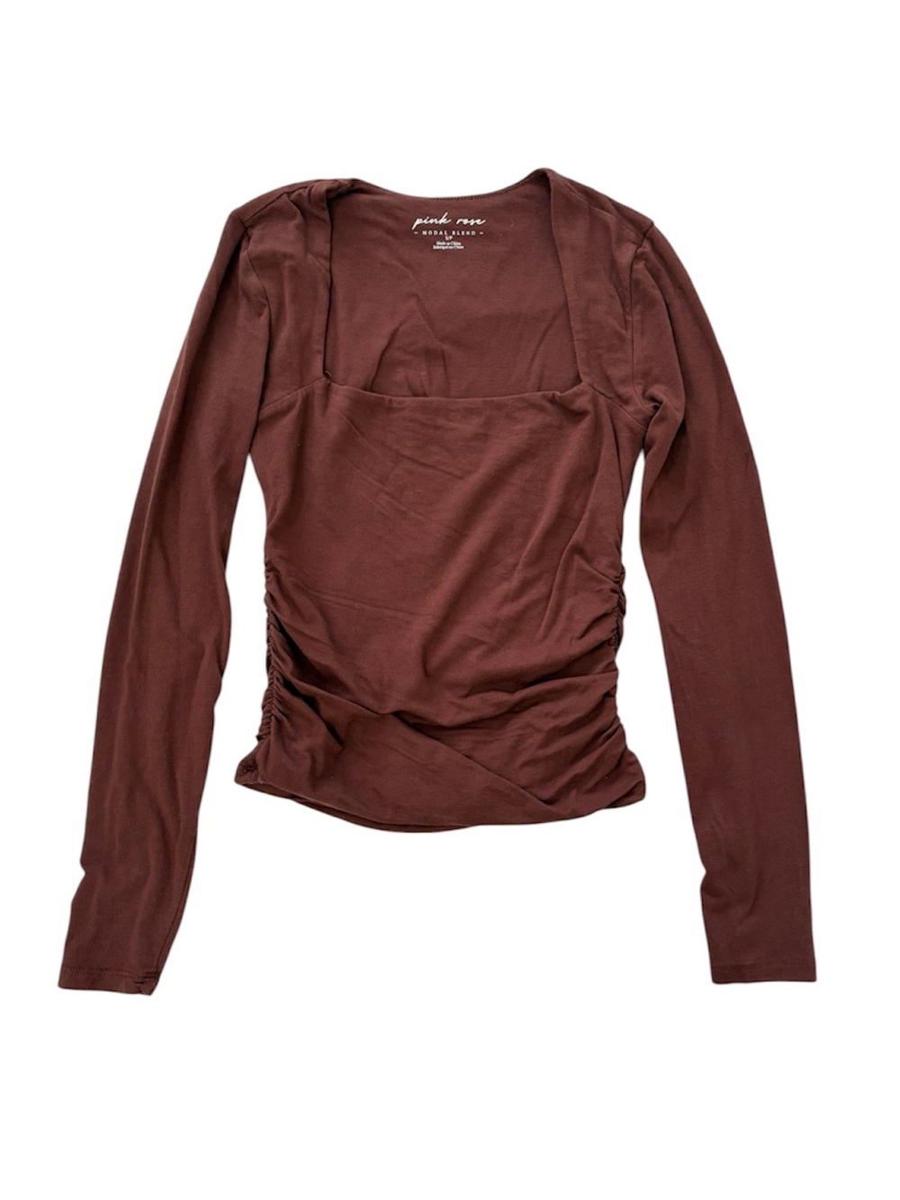 Pink Rose Square Neck Cinch Womens
Long Sleeve Top